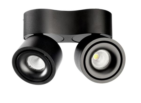 Deckenaufbauleuchte - Uni 2 Mini Double, Tilt, 21 W, DIM, 2700 K, Schwarz