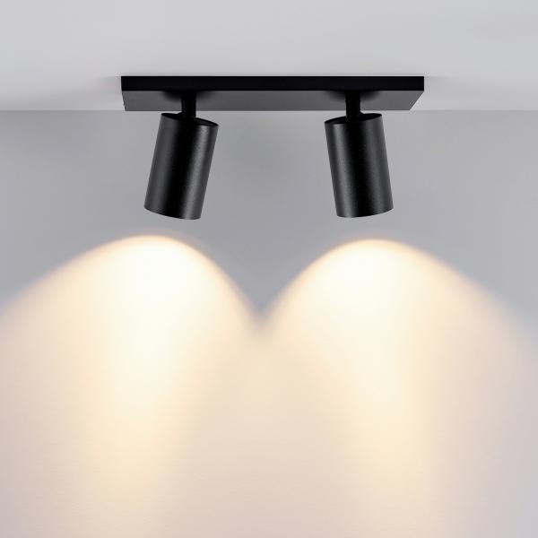 Deckenaufbauleuchte - Can Tilt Square, 2x 7,5 W GU10, Schwarz