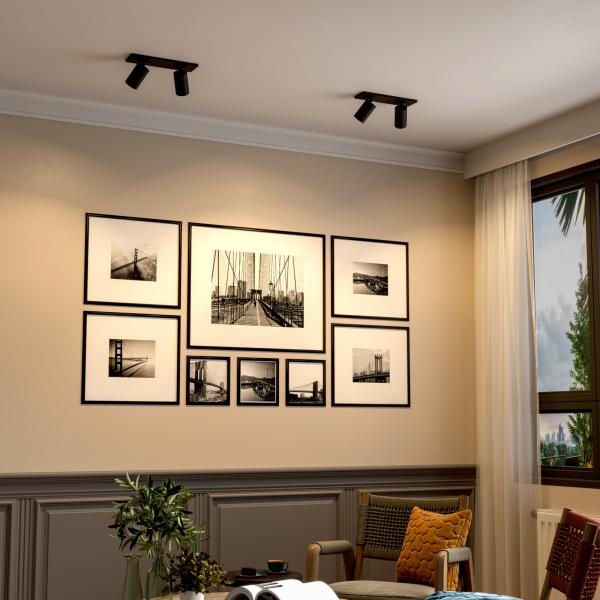 Deckenaufbauleuchte - Can Tilt Square, 2x 7,5 W GU10, Schwarz