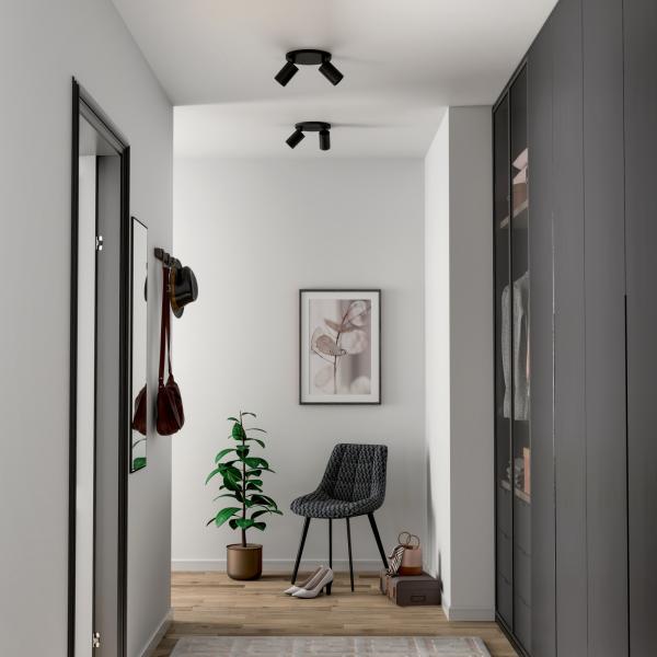 Deckenaufbauleuchte - Can Tilt Round, 2x 7,5 W GU10, Schwarz