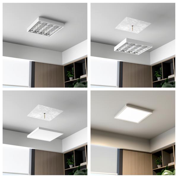 Deckenaufbauleuchte - Pro Office Sano 1525, 42W, DALI, 3000/4000K, weiß