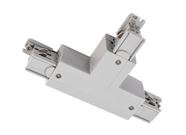 3-Phasen Schienensystem - D Line T-Verbinder links-links-rechts mit Wechselmech., Hellgrau