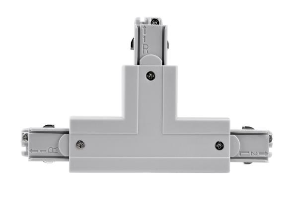 3-Phasen Schienensystem - D Line T-Verbinder rechts-rechts-links mit Wechselm., Hellgrau