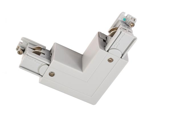 3-Phasen Schienensystem - D Line 90°-Verbinder links-rechts mit Wechselmechanik, Hellgrau