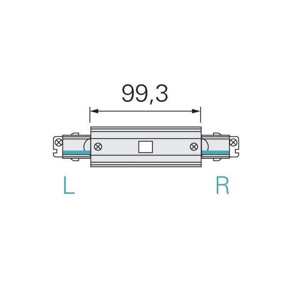 3-Phasen Schienensystem - D Line elektr. Längsverbinder mit Einspeisem. li-re