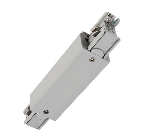 3-Phasen Schienensystem - D Line elektr. Längsverbinder mit Einspeisem. li-re, Hellgrau