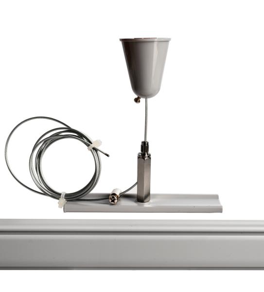 3-Phasen Schienensystem - D Line Seilabhängungshalter mit Deckenrosette 1,5m, Hellgrau