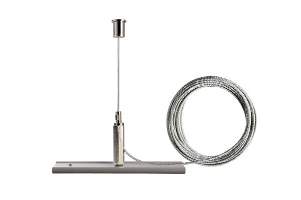 3-Phasen Schienensystem - D Line Seilabhängungshalter Mini mit 5,0m Abhängeseil, Hellgrau