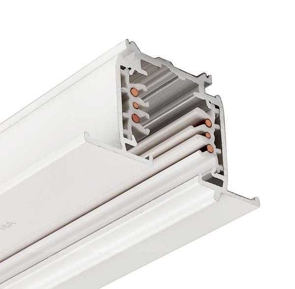 3-Phasen Schienensystem - D Line DALI Einbaustromschiene mit Flügel 2m, weiß