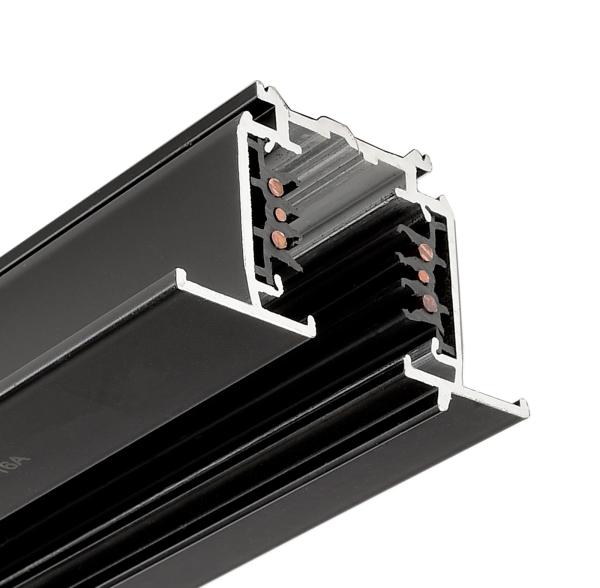 3-Phasen Schienensystem - D Line DALI Einbaustromschiene mit Flügel 3m, schwarz