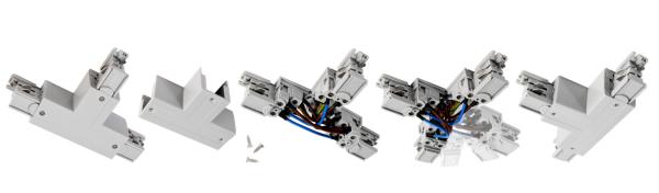 3-Phasen Schienensystem - D Line DALI T-Verbinder links-links-rechts mit Wechselmech., schwarz