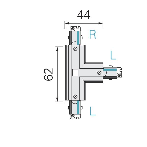 1-Phasen Schienensystem - D One T-Verbinder, links-links-rechts, weiß