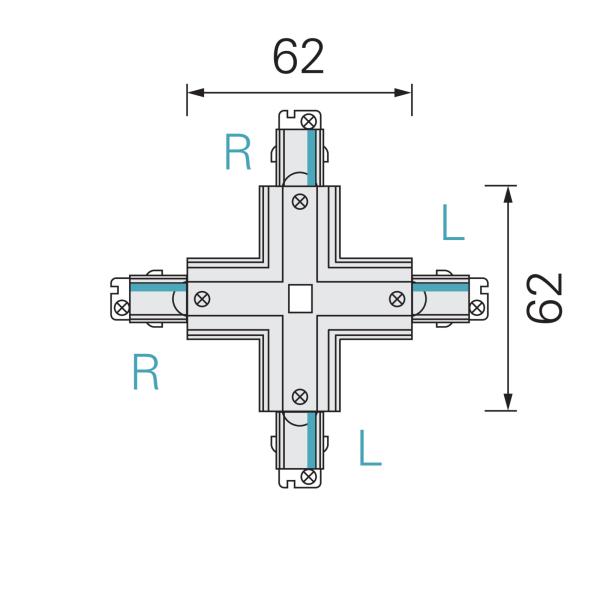 1-Phasen Schienensystem - D One X-Verbinder, schwarz