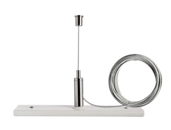 1-Phasen Schienensystem - D One Seilabhängungshalter mit 3m Abhängeseil, weiß