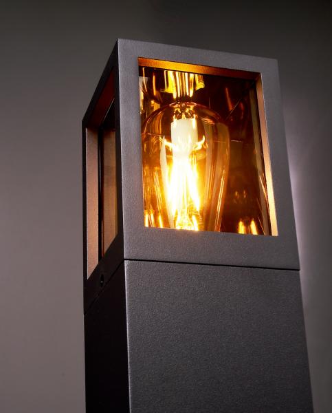 Wandaufbauleuchte - Facado 2 Square getönt, 1x max 20 W, Dunkelgrau