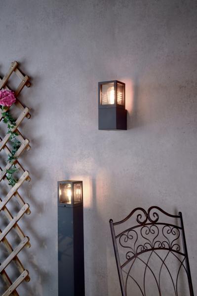 Wandaufbauleuchte - Facado 2 Square getönt, 1x max 20 W, Dunkelgrau