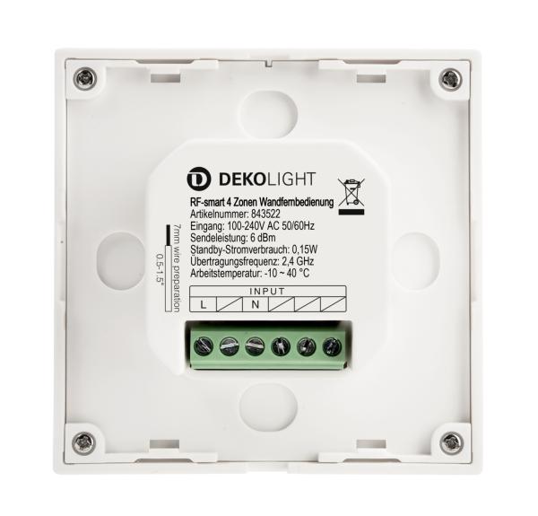 Steuerung RF - RF-smart, Wandfernbedienung, weiß, 230V, 4 Zonen, Single/CCT/RGB/W/+CCT