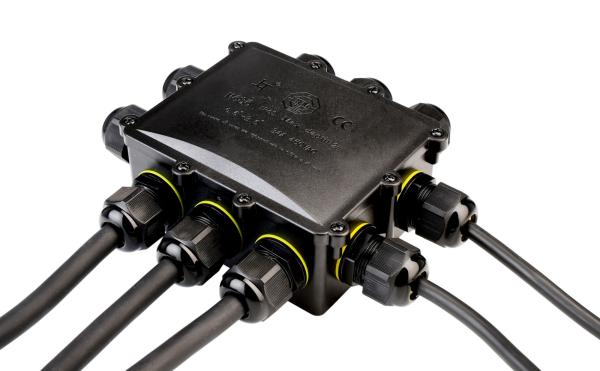 Elektrisches Montagezubehör - Outdoor 10-fach-Verteiler f. 2-10 Kabel 4-14mm, 0.5-4mm², 450V AC/24A