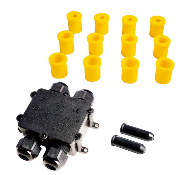 Elektrisches Montagezubehör - Outdoor 4-fach-Verteiler f. 2-4 Kabel 4-14mm, 0.5-4mm², 450V AC/24A