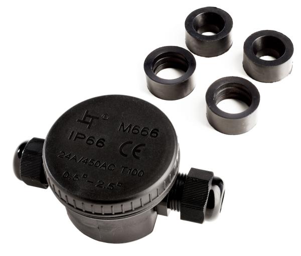 Elektrisches Montagezubehör - Outdoor 2-fach-Verteiler rund f. Kabel 5-12mm, 0.5-2,5mm², 450V AC/24A