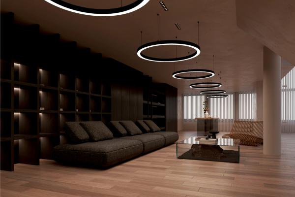 Pendelleuchte - Lautaro 900/60 Up/Down Opal P3, 84 W, DALI, 2700 K, Schwarz