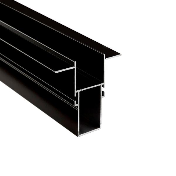 Profil - Combo Fassade Trafoprofil mit Flügel, 3mm, 2m schwarz