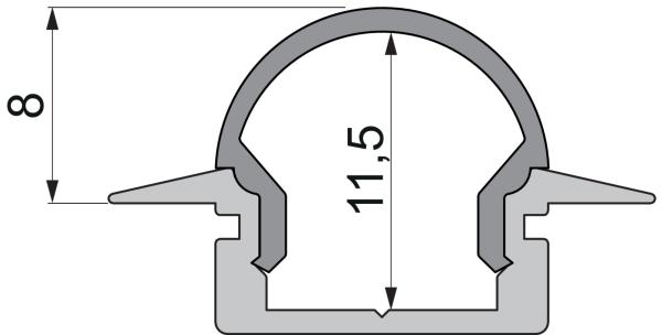 Profil Endkappe - Endkappe R-ET-01-08 Set 2 Stk, Grau