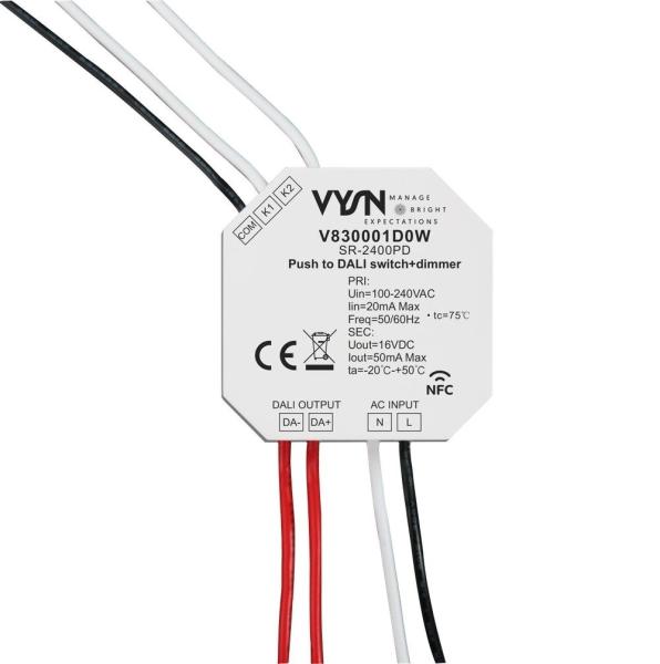 Push to DALI switch+dimmer